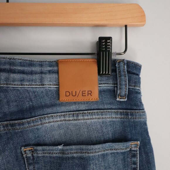Du/er Performance 26x32 Straight Leg Slim 5-Pocket Blue Med-Wash Denim Jeans - Picture 9 of 14